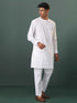 Vastramay Mens Cream Cotton Embellished Kurta Pyjama Set