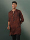 Vastramay Men's Brown And Black Printed Cotton Blend Kurta