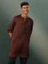 Vastramay Men's Brown And Black Printed Cotton Blend Kurta
