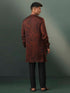 Vastramay Mens Brown And Black Printed Cotton Blend Kurta Pyjama Set