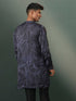 Vastramay Men's Grey And Black Printed Cotton Blend Kurta