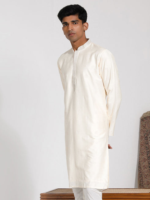 Vastramay Men's Cream Viscose Kurta