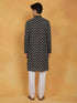 Vastramay Men's Black And White Cotton Kurta And Pyjama Set