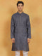 Vastramay Men's Navy Blue Cotton Kurta