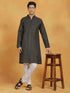 Vastramay Men's Black And white Cotton Kurta Pyjama Set