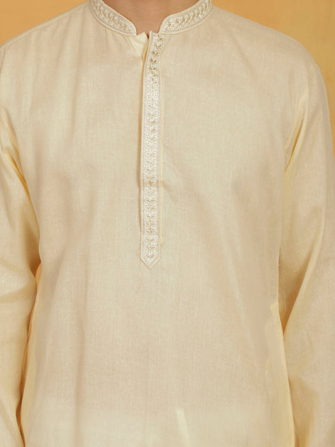 Vastramay Men's Cream Cotton Kurta