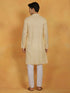 Vastramay Men's Cream And White Cotton Kurta Pyjama Set