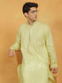 Vastramay Men's Mint Green And White Cotton Kurta Pyjama Set