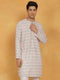 Vastramay Men's Pink Cotton Blend Kurta