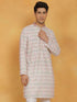 Vastramay Men's Pink Cotton Blend Kurta