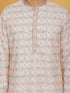 Vastramay Men's Pink Cotton Blend Kurta