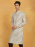 Vastramay Men's Cream Cotton Blend Kurta