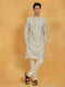 Vastramay Men's Cream Cotton Blend Kurta And Pyjama Set