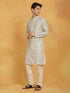 Vastramay Men's Cream Cotton Blend Kurta And Pyjama Set