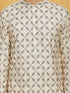 Vastramay Men's Cream Cotton Blend Kurta And Pyjama Set