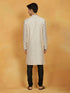 Vastramay Men's Cream And Black Cotton Blend Kurta And Pyjama Set