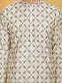 Vastramay Men's Cream And Black Cotton Blend Kurta And Pyjama Set