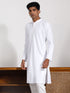 Vastramay Men's White Cotton Silk Kurta