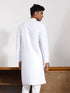 Vastramay Men's White Cotton Silk Kurta