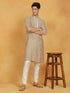 Vastramay Men's Grey Silk Blend Kurta