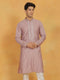 Vastramay Men's Pink Silk Blend Kurta
