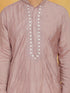 Vastramay Men's Pink Silk Blend Kurta