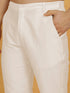 Vastramay Men's Pink And White Silk Blend Kurta And Pyjama Set