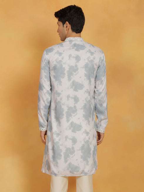 Vastramay Men's Grey Cotton Blend Kurta