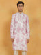 Vastramay Men's Pink Cotton Blend Kurta