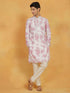 Vastramay Men's Pink Cotton Blend Kurta