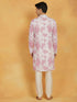 Vastramay Men's Pink And Cream Cotton Blend Kurta And Pyjama Set