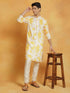 Vastramay Men's Yellow Cotton Blend Kurta