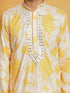 Vastramay Men's Yellow And Cream Cotton Blend Kurta And Pyjama Set