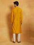 Vastramay Men's Mustard And Cream Silk Blend Kurta And Pyjama Set