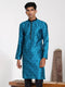 Vastramay Men's Turquoise Silk Blend Kurta