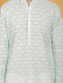 Vastramay Men's Green And White Cotton Kurta And Pyjama Set