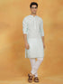 Vastramay Men's Green And White Cotton Kurta And Pyjama Set