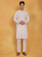 Vastramay Men's Pink And White Cotton Kurta And Pyjama Set