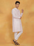 Vastramay Men's Pink And White Cotton Kurta And Pyjama Set