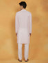 Vastramay Men's Pink And White Cotton Kurta And Pyjama Set