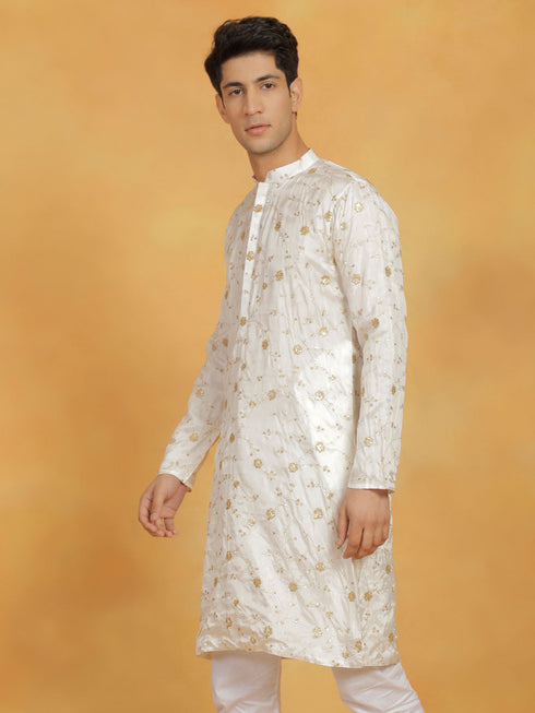 Vastramay Men's White Viscose Kurta