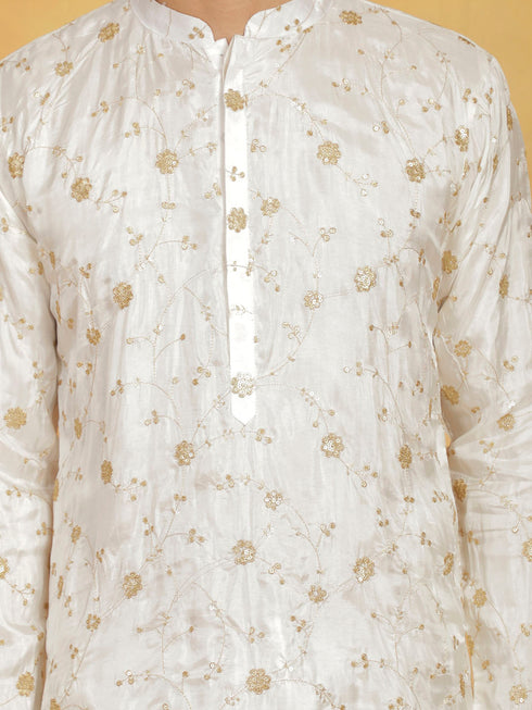 Vastramay Men's White Viscose Kurta