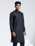 Vastramay Men's Black Cotton Silk Kurta