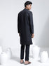 Vastramay Men's Black Cotton Silk Kurta And Pyjama Set