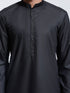 Vastramay Men's Black Cotton Silk Kurta And Pyjama Set