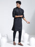 Vastramay Men's Black Cotton Silk Kurta And Pyjama Set