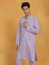 Vastramay Men's Lavender Cotton Silk Kurta