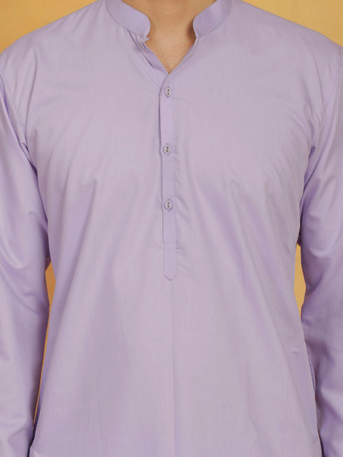 Vastramay Men's Lavender Cotton Silk Kurta