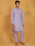 Vastramay Men's Lavender Cotton Silk Kurta And Pyjama Set