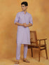 Vastramay Men's Lavender Cotton Silk Kurta And Pyjama Set